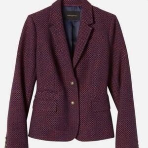 Banana Republic Red and Blue Tweed Blazer Size 14 NWOT